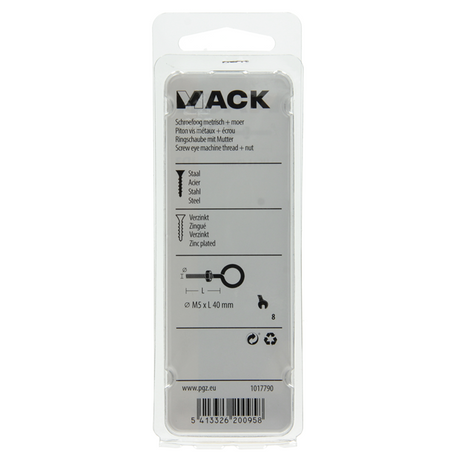 Mack 1017790 - schroefoog metrisch + moer verzinkt 4 st m5 x 40 mm | 10 stuks