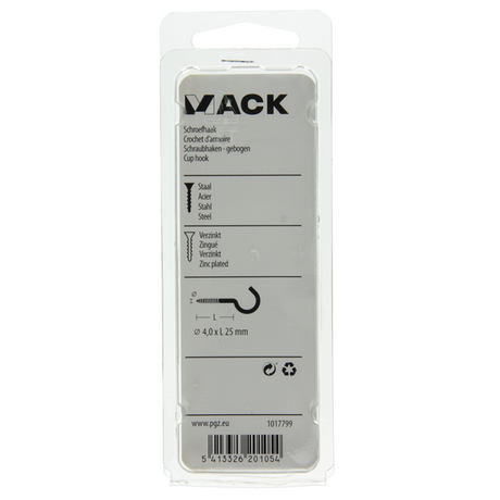 Mack 1017799 - schroefhaak staal verzinkt 7st 4,0 x 25 mm | 10 stuks