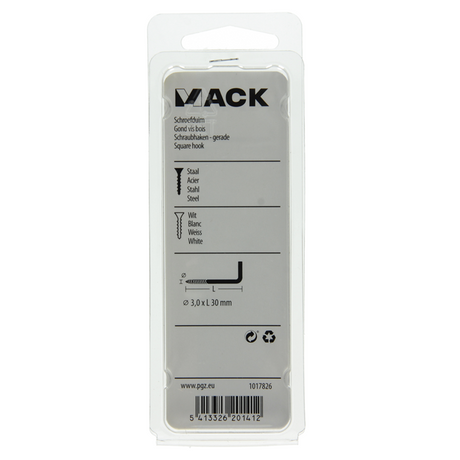 Mack 1017826 - schroefduim staal wit 6 st 3,0 x 30 mm | 10 stuks
