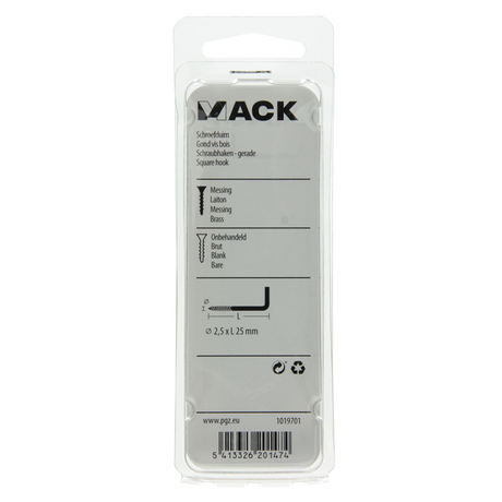 Mack 1019701 - schroefduim messing 7 st 2,5 x 25mm | 10 stuks