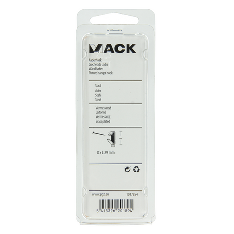 Mack 1017854 - kaderhaak staal vermessingd 10 st 8 x 29 mm | 10 stuks