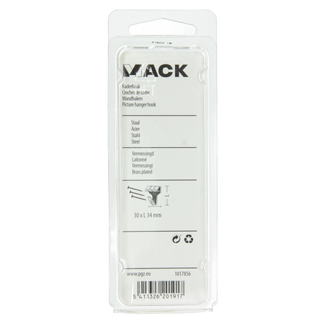 Mack 1017856 - kaderhaak staal vermessingd 4st 30 x 34 mm | 5 stuks