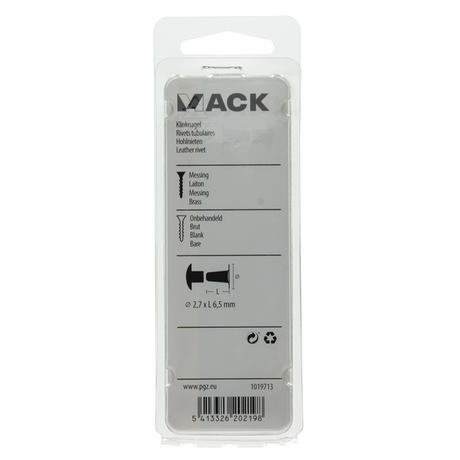 Mack 1019713 - klinknagel messing 12 st 2,7 x 6,5mm | 10 stuks