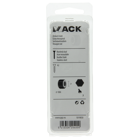 Mack 1019850 - zeskantmoer inox a2 18 st m4 | 10 stuks