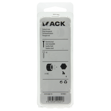 Mack 1019851 - zeskantmoer inox a2 16 st m5 | 10 stuks