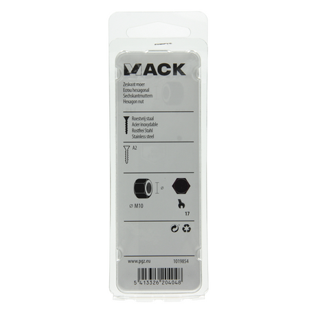 Mack 1019854 - zeskantmoer inox a2 4 st m10 | 10 stuks