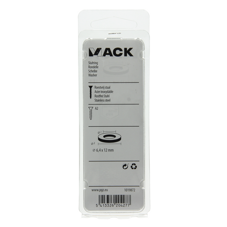 Mack 1019872 - sluitring inox a2 16 st m6 | 10 stuks