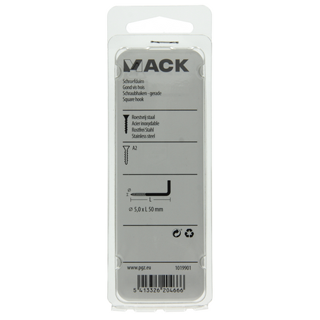 Mack 1019901 - schroefduim roestvrijstaal 2 st 5,0x50 mm | 10 stuks