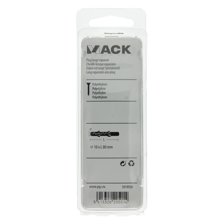 Mack 1019926 - plug lange expansie polyethyl 6 st 10 x 80 mm | 5 stuks