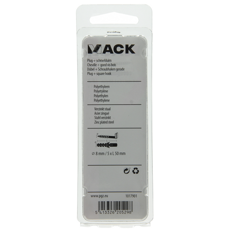 Mack 1017901 - plug + schroefduim polyeth 4 st 8mm 5x50mm | 5 stuks