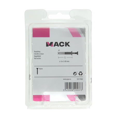 Mack 1017908 - nylon nagelplug polyamide 10 st 6 x 60 mm | 5 stuks
