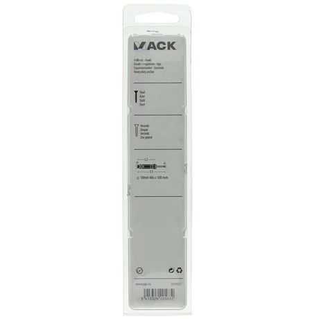 Mack 1019937 - keilbout met draadst. verzinkt4 st m6 x 100mm | 5 stuks