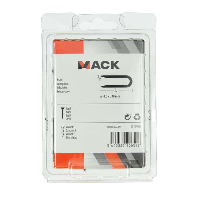 Mack 1017950 - kram staal verzinkt verzinkt 250 gr 4,0 x 40 mm | 5 stuks