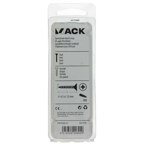 Mack 1017979 - spaanplaatschroef vz kop geelverz. 40st 4,5 x 35 mm | 5 stuks