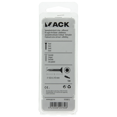 Mack 1018012 - spaanplschr.vzkop-zelfb. geelverz. 35 st 4,0 x 45 mm | 5 stuks
