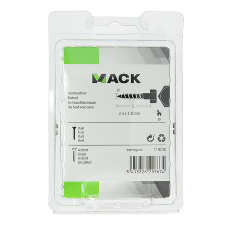 Mack 1018038 - houtdraadbout staal verzinkt 35 st 6 x 35 mm | 5 stuks