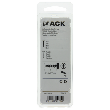 Mack 1018058 - zelftappende schroef cylkop verz. 78 st 3,5 x 13 mm | 10 stuks