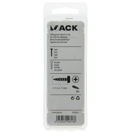 Mack 1018076 - zelftappende schroef cylkop verz. 28 st 5,5 x 13 mm | 5 stuks