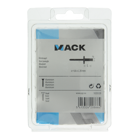 Mack 1020320 - 40 blindnieten alu brede kop 4,8x20mm | 3 stuks