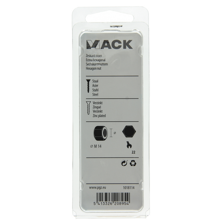 Mack 1018114 - zeskant moer staal verzinkt 9 st m 14 | 5 stuks