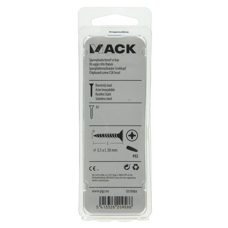 Mack 1019984 - spaanplaatschroef vz kop rvs 75 st 3,5 x 30 mm | 5 stuks