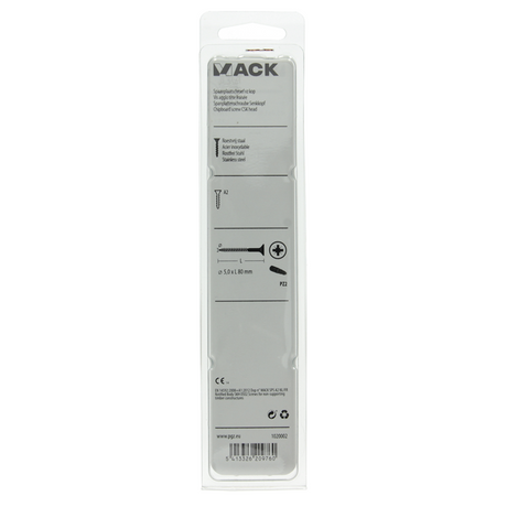 Mack 1020002 - spaanplaatschroef vz kop rvs 15 st 5,0 x 80 mm | 5 stuks