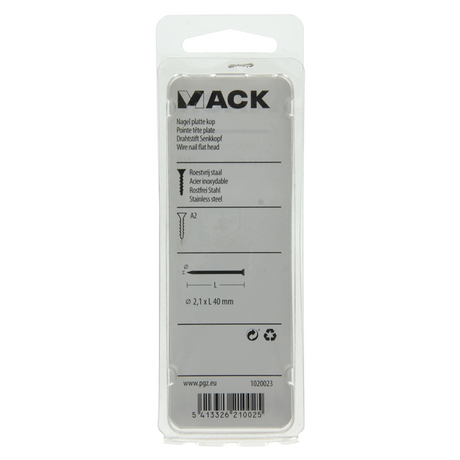 Mack 1020023 - nagel platte kop inox a2 60 st 2,1 x 40 mm | 5 stuks