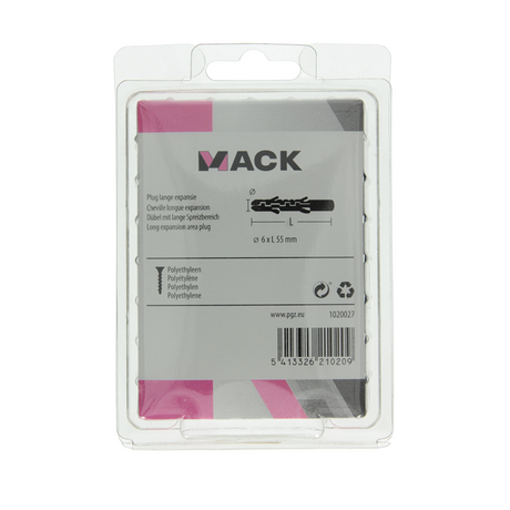Mack 1020027 - plug lange expansie polyethyl 60 st 6 x 55 mm | 3 stuks