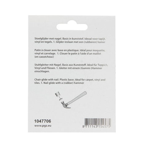 Mack 1047706 - stoelglijder nagel kunststof wit ø 19 mm 12 st pcs | 6 stuks