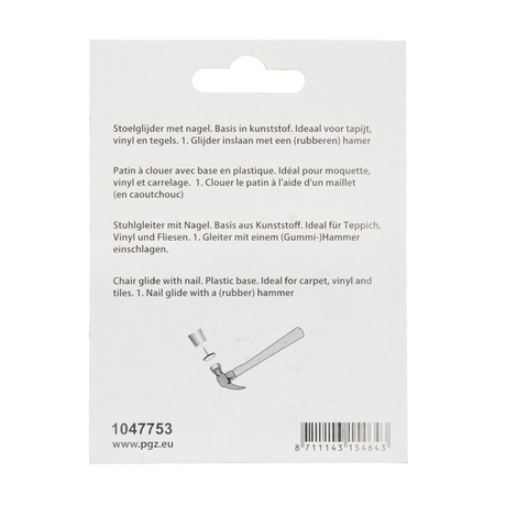 Mack 1047753 - stoelglijder nagel kunststof wit ø 28 mm 4 st pcs | 6 stuks