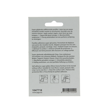 Mack 1047718 - super glijpastille zelfklevendgrijs 16 x 75 mm 4 st pcs | 12 stuks