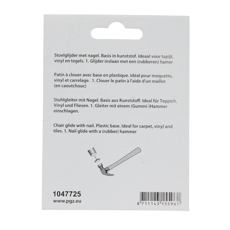 Mack 1047725 - stoelglijder nagel kunststof wit ø 25 mm 8 st pcs | 6 stuks