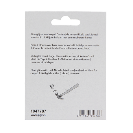 Mack 1047787 - stoelglijder nagel metaal chroom ø 30 mm 4 st pcs | 6 stuks