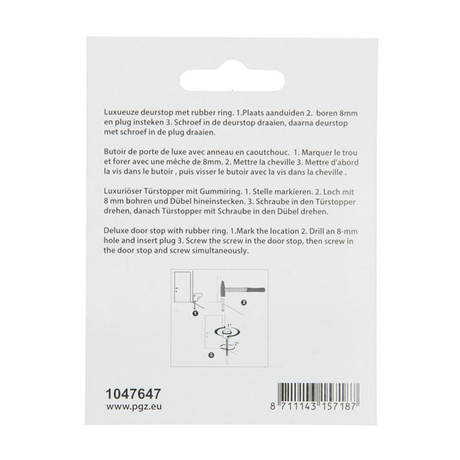 Mack 1047647 - deurstop cilindermodel inox look ø 28h28 mm 1 st pc | 6 stuks