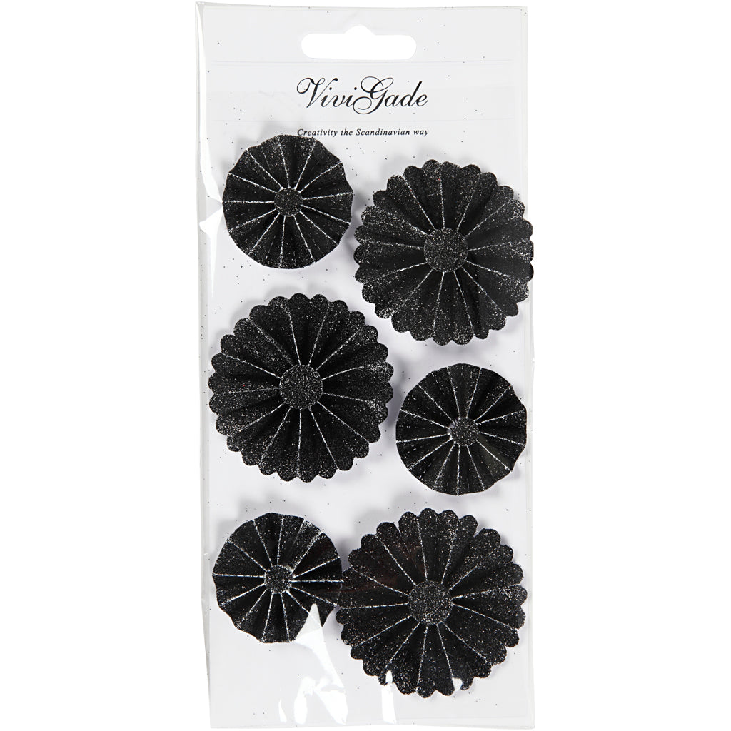 Https: www.cchobby.nl rosettes-d-35-50-mm-zwart-glitter-6-stuk-1-doos