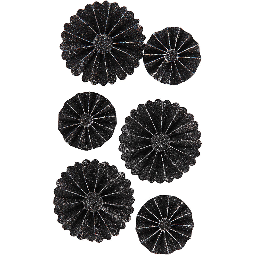 Https: www.cchobby.nl rosettes-d-35-50-mm-zwart-glitter-6-stuk-1-doos