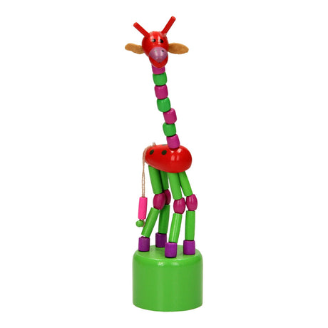 Playwood houten drukpop giraffe gekleurd
