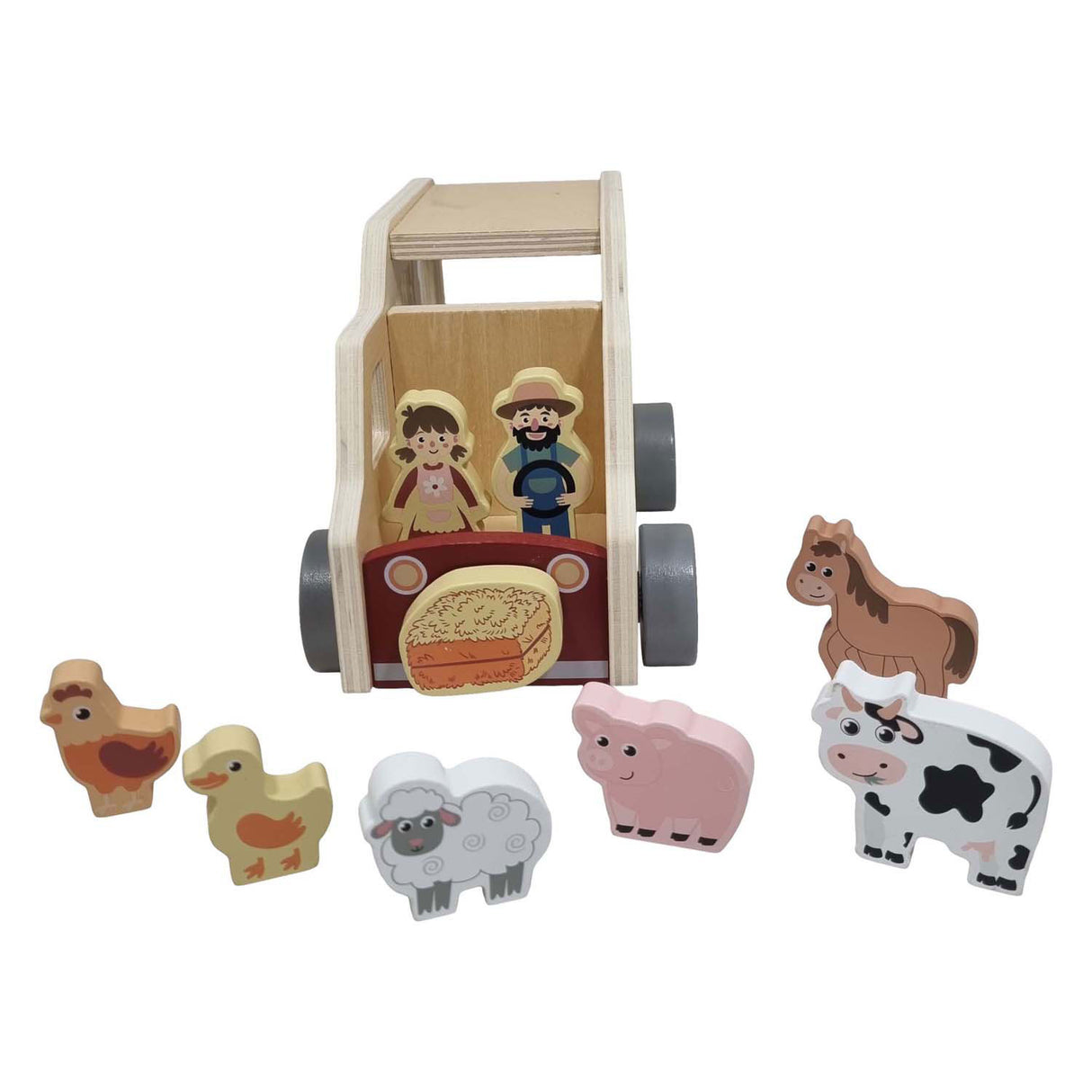 Playwood houten vormenauto boerderijdieren speelgoed educatief.