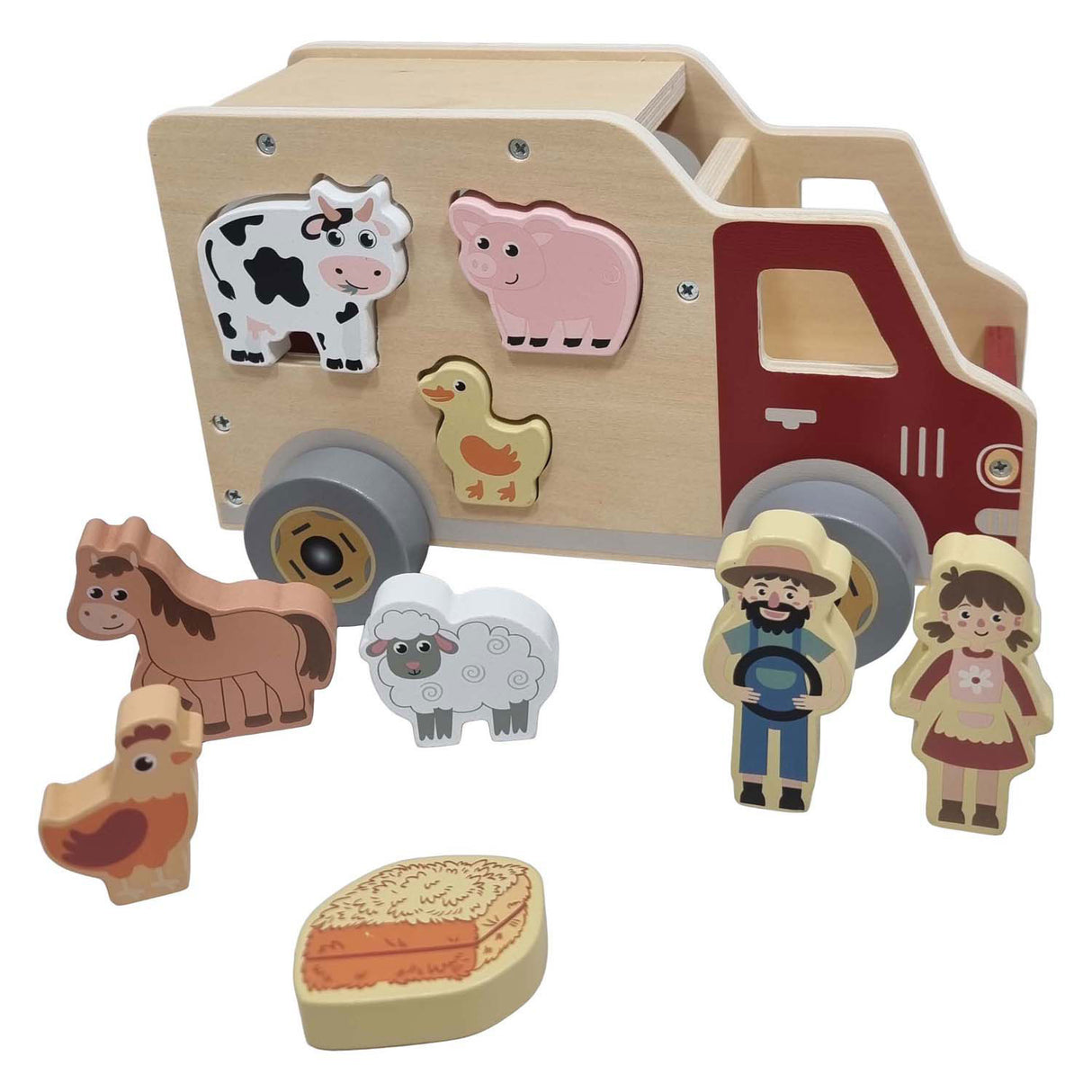 Playwood houten vormenauto boerderijdieren speelgoed educatief.