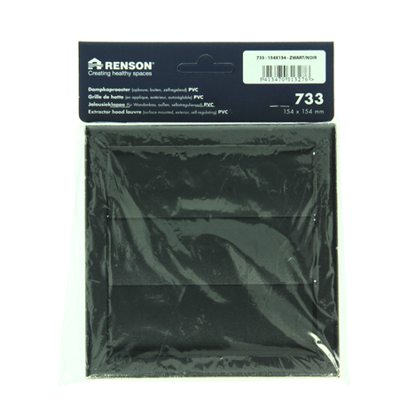 Renson 1069265 - opbouw dampkaprooster pvc 733 (154x154) str 9005 (zwart) | 2 stuks