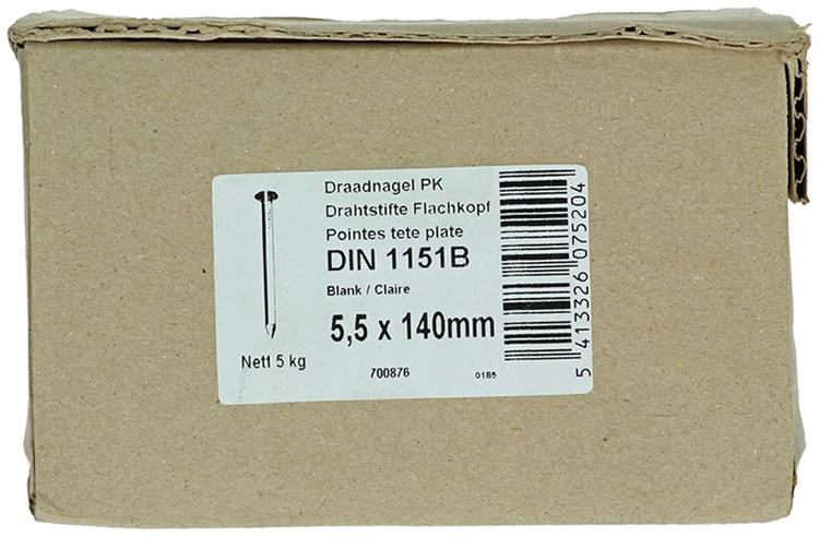 1015658 - doos 5 kg nagels platte kop 5,5x140 mm | 2 stuks