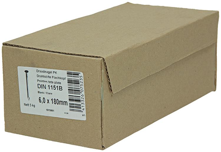 1015661 - doos 5 kg. nagels platte kop 6,0x180 mm | 2 stuks