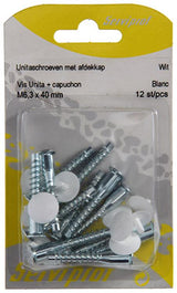 Mack 1013704 - 12 unitaschroeven met afdekkapwit m 6,3 x 40 mm | 10 stuks