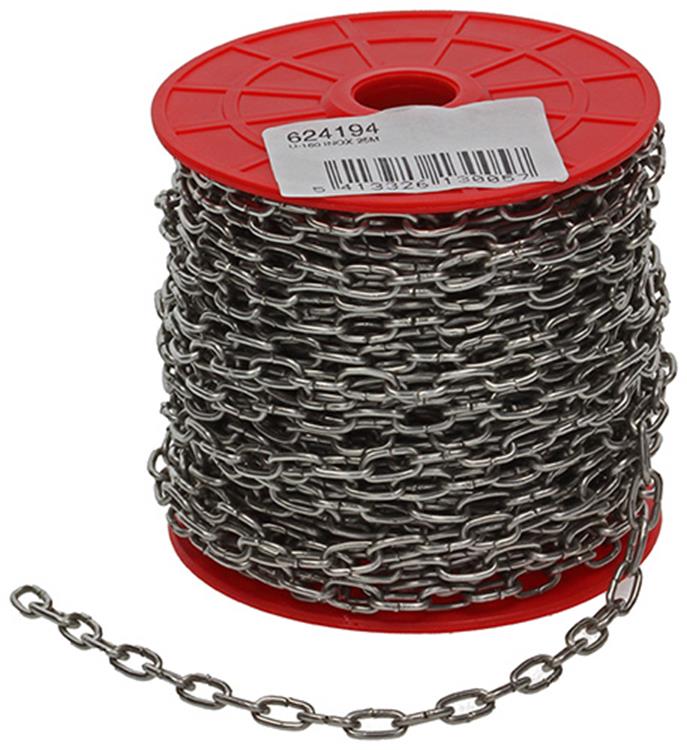 1015002 - 25m horlogeketting inox rd.haspel 1,6mm | 25 stuks