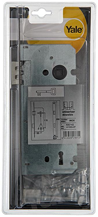 Yale 1019045 - 1 dubbel insteekslot l r inox a1353-27 55mm | 1 stuks