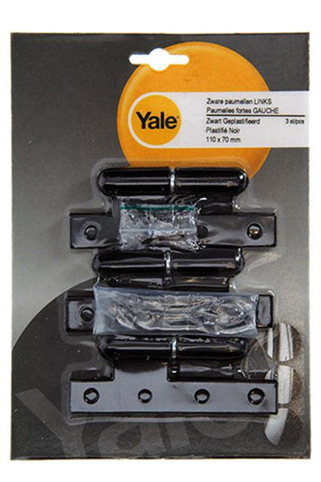Yale 1019156 - 3 zware paumellen zwart geplast.links 110x70mm | 2 stuks