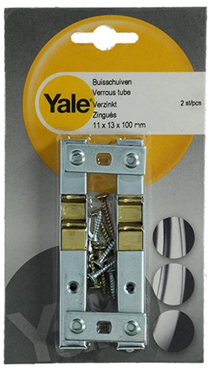 Yale 1019212 - 2 buisschuiven verzinkt 11x13mm 100mm | 2 stuks