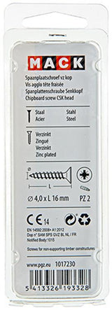 Mack 1017230 - spaanplaatschroef vz kop geelverz.35 st 4,0 x 16 mm | 10 stuks