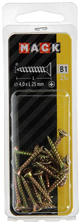 Mack 1017232 - spaanplaatschroef vz kop geelverz.25 st 4,0 x 25 mm | 10 stuks