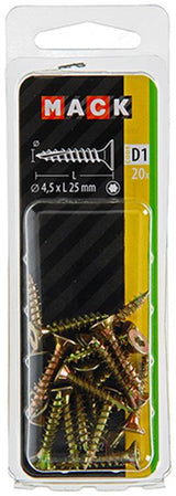 Mack 1017302 - spaanplschr.vzkop-zelfb. geelverz.20 st 4,5 x 25 mm | 10 stuks